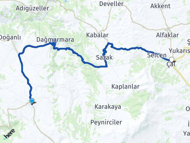 Uzunpınar Çal Arası Kaç Km - Yol Tarifi