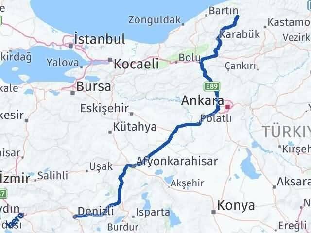 Denizli Pınarbaşı Kastamonu Arası Kaç Km - Yol Haritası
