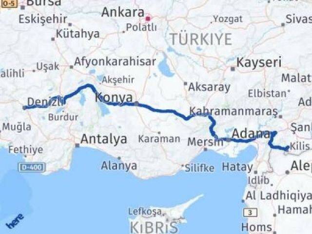 Denizli Polateli Kilis Arası Kaç Km - Yol Haritası