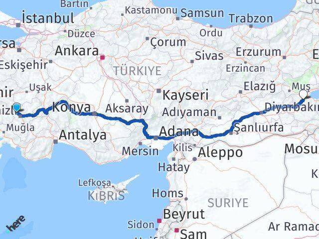 Denizli Sarayköy Bitlis Arası Kaç Km - Yol Haritası