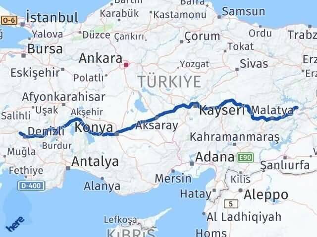 Denizli Sarayköy Elazığ Arası Kaç Km - Yol Haritası