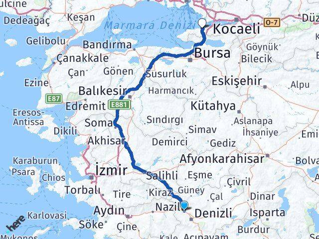 Denizli Sarayköy Yalova Arası Kaç Km - Yol Haritası