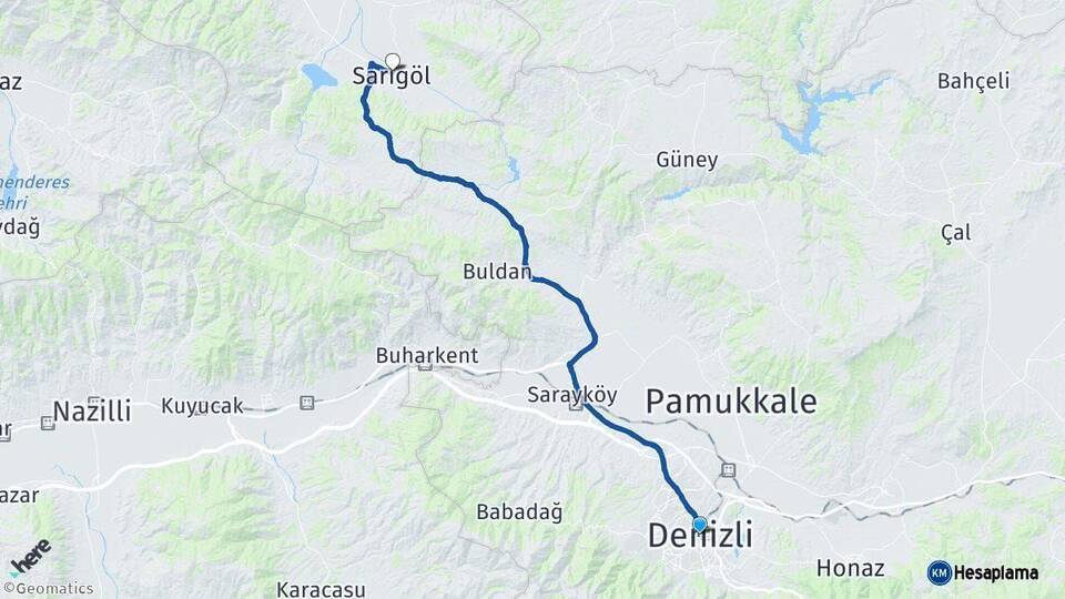Denizli Sarıgöl Arası Kaç Km - Yol Tarifi