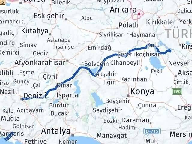 Denizli Sarıyahşi Aksaray Arası Kaç Km - Yol Haritası