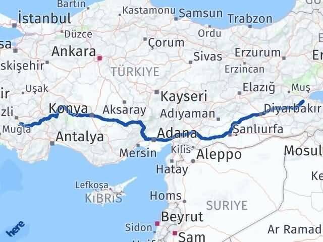 Denizli Serinhisar Bitlis Arası Kaç Km - Yol Haritası