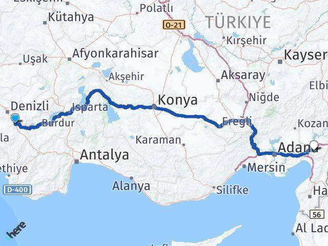Denizli Serinhisar Osmaniye Arası Kaç Km - Yol Haritası