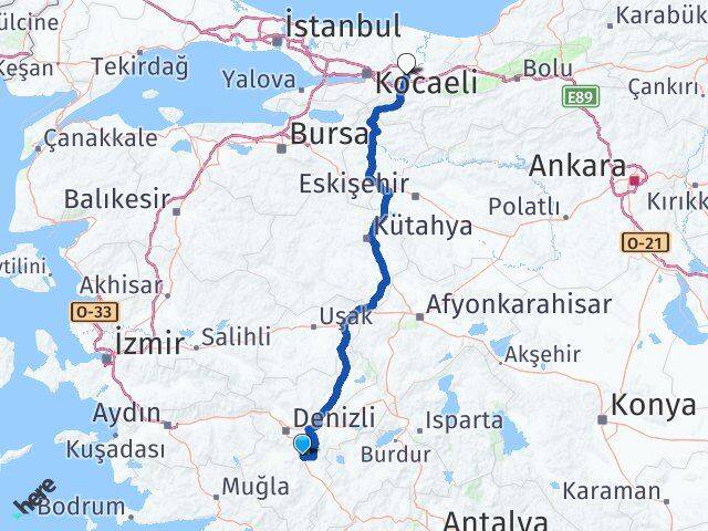 Denizli Serinhisar Sakarya Arası Kaç Km - Yol Haritası