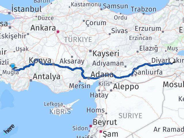 Denizli Serinhisar Siirt Arası Kaç Km - Yol Haritası