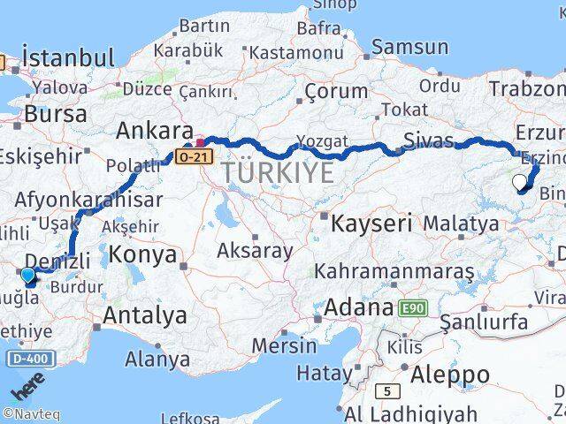 Denizli Serinhisar Tunceli Arası Kaç Km - Yol Haritası