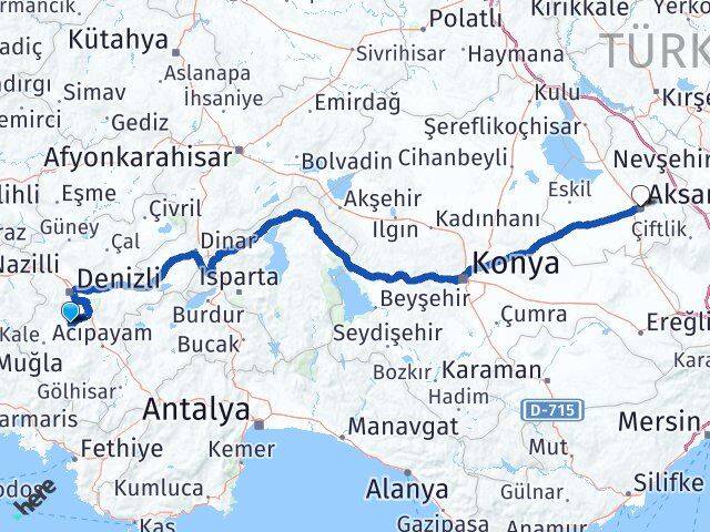 Denizli Tavas Aksaray Arası Kaç Km - Yol Haritası