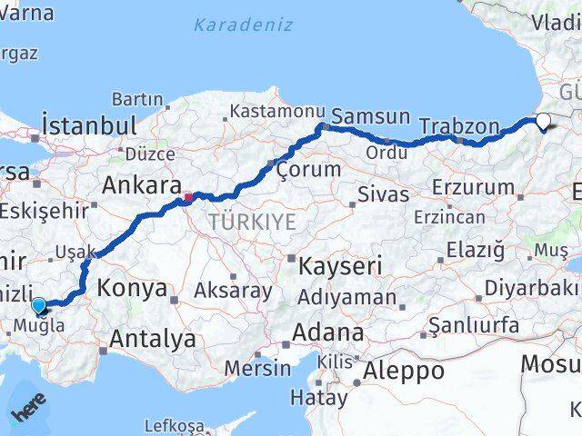Tavas Artvin Arası Kaç Km - Yol Tarifi