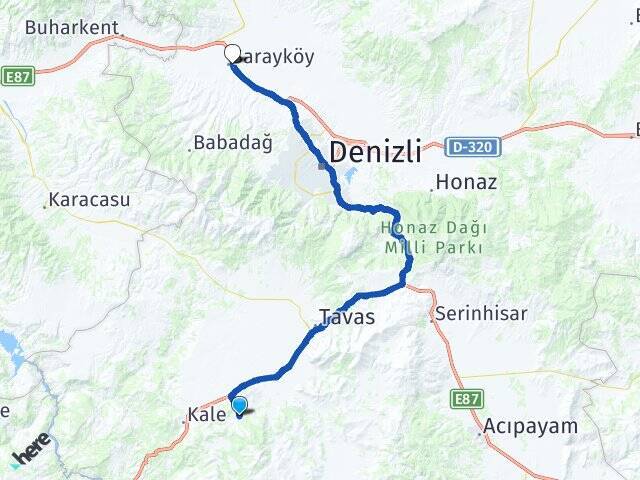 Baharlar Sarayköy Otogarı Arası Kaç Km - Yol Tarifi