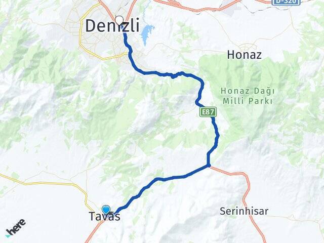 Tavas Denizli Otogarı Arası Kaç Km - Yol Tarifi