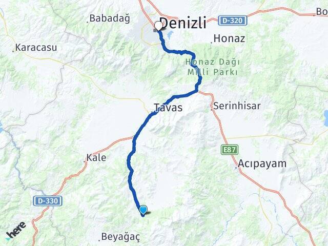 Derinkuyu Denizli Otogarı Arası Kaç Km - Yol Tarifi