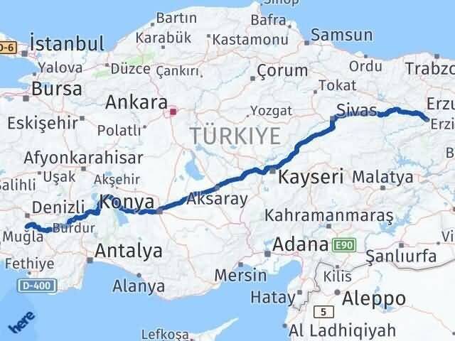 Denizli Tavas Erzincan Arası Kaç Km - Yol Haritası