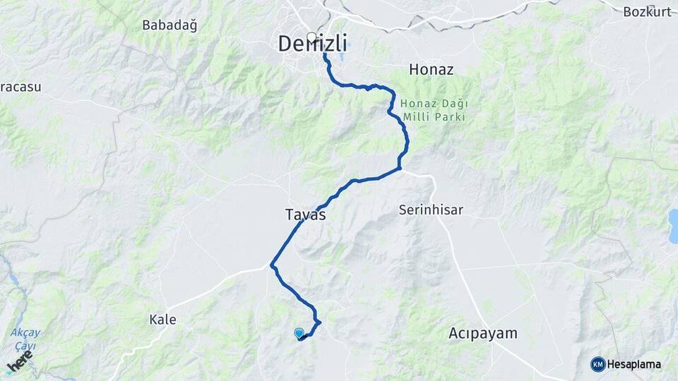 Horasanlı Denizli Arası Kaç Km - Yol Tarifi