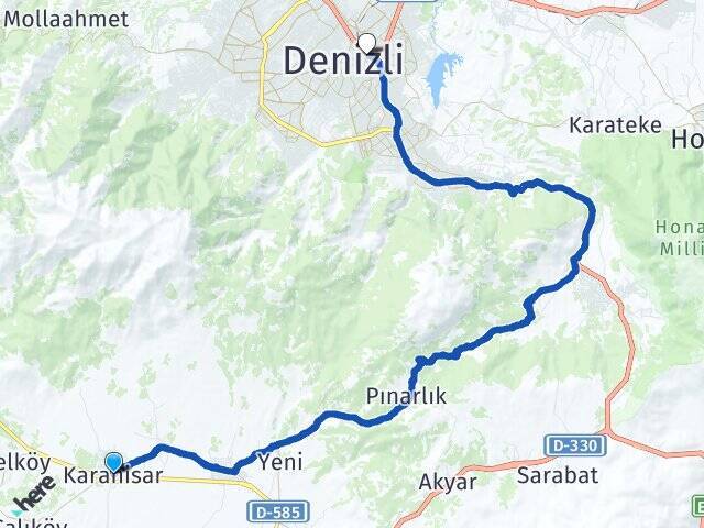 Karahisar Denizli Otogarı Arası Kaç Km - Yol Tarifi