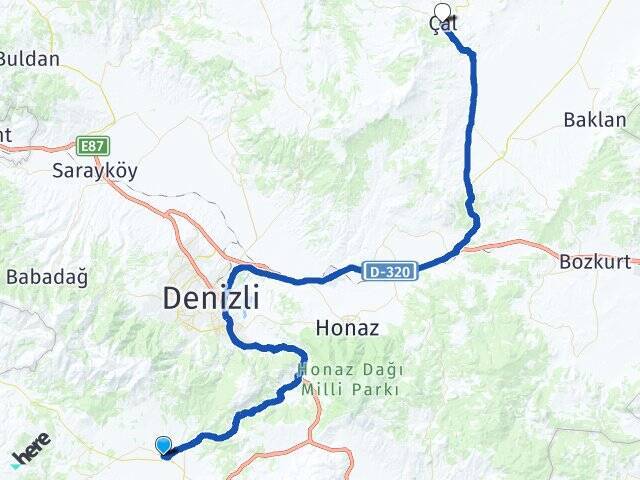 Kızılcabölük Çal Arası Kaç Km - Yol Tarifi