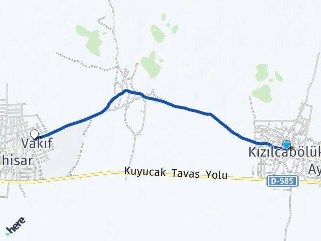Kızılcabölük Vakıf Arası Kaç Km - Yol Tarifi