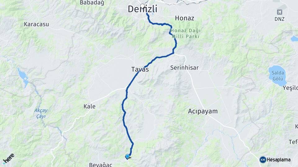 Kozlar Denizli Arası Kaç Km - Yol Tarifi