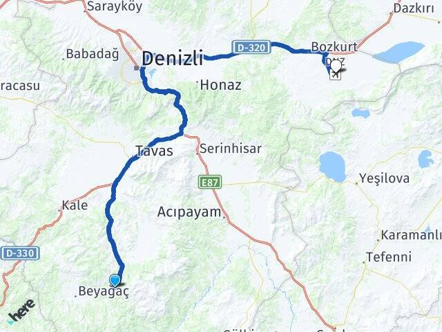Kozlar Çardak Havalimanı Arası Kaç Km - Yol Tarifi
