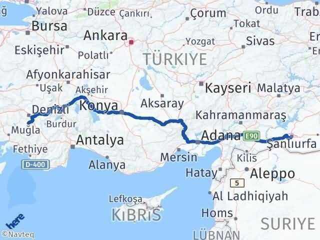 Denizli Tavas Şanlıurfa Arası Kaç Km - Yol Haritası