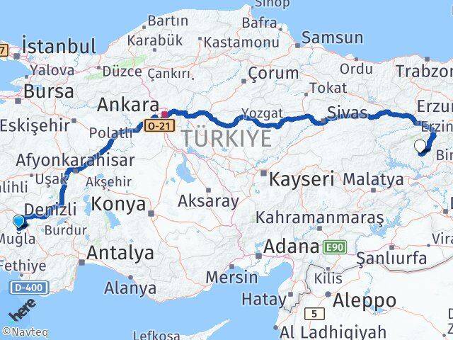 Denizli Tavas Tunceli Arası Kaç Km - Yol Haritası