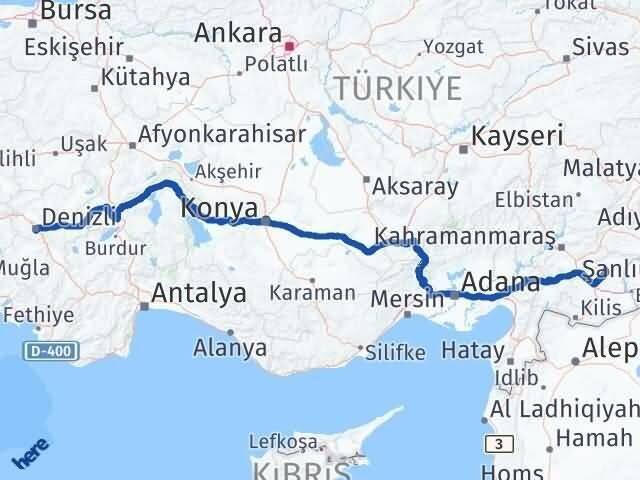Denizli Yavuzeli Gaziantep Arası Kaç Km - Yol Haritası
