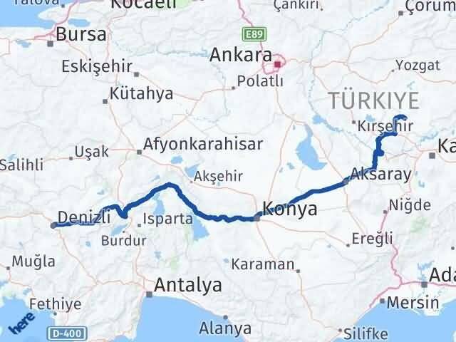 Denizli Yenifakılı Yozgat Arası Kaç Km - Yol Haritası