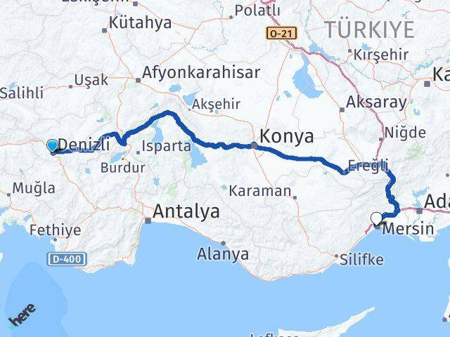 Denizli Yenişehir Mersin Arası Kaç Km - Yol Haritası
