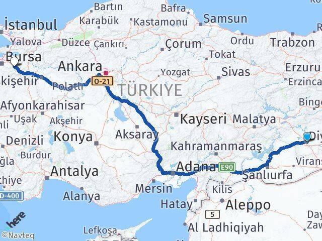 Dicle Üniversitesi İnegöl Arası Kaç Km - Yol Tarifi