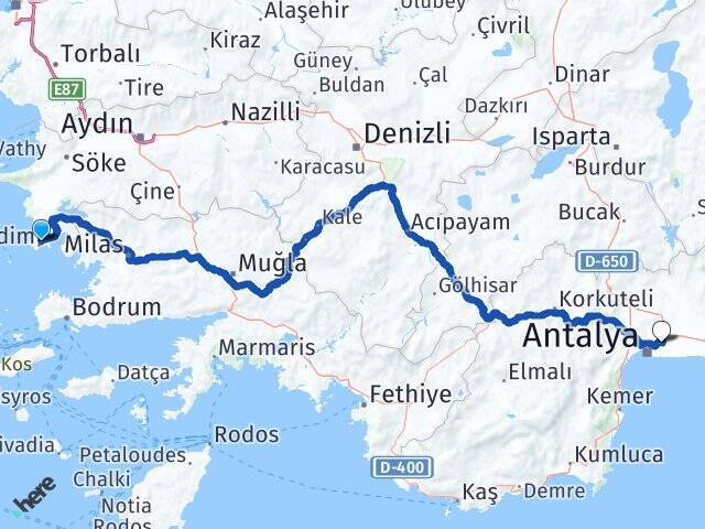 Didim Otogarı Antalya Havalimanı Arası Kaç Km - Yol Tarifi