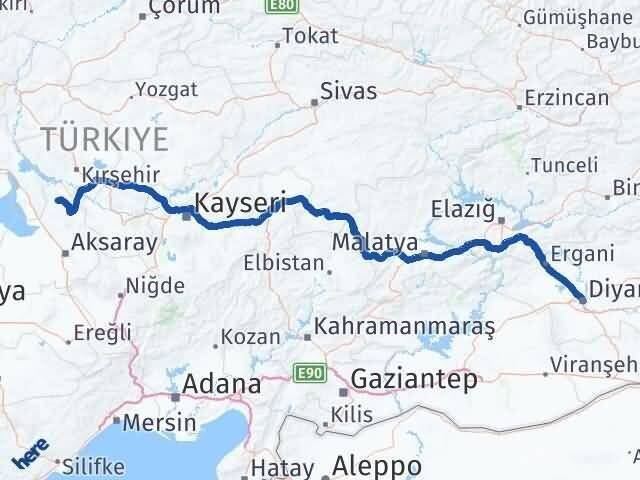 Diyarbakır Ağaçören Aksaray Arası Kaç Km - Yol Haritası