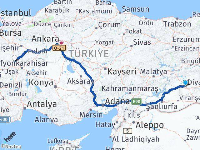 Diyarbakır Altıntaş Kütahya Arası Kaç Km - Yol Haritası