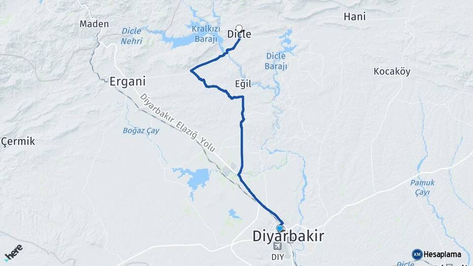 Diyarbakır Bağlar Dicle Arası Kaç Km - Yol Haritası