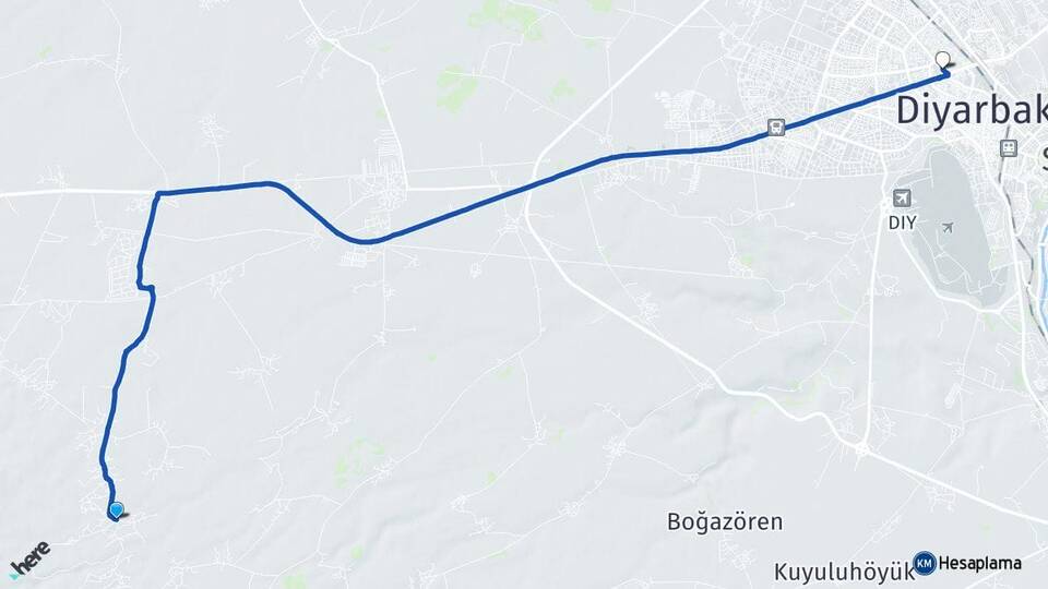 Diyarbakır Bağlar Karacadağ Kayapınar Arası Kaç Km - Yol Haritası