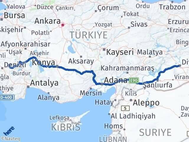 Diyarbakır Baklan Denizli Arası Kaç Km - Yol Haritası