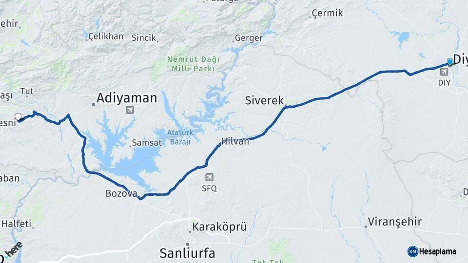 Diyarbakır Besni Adıyaman Arası Kaç Km - Yol Haritası