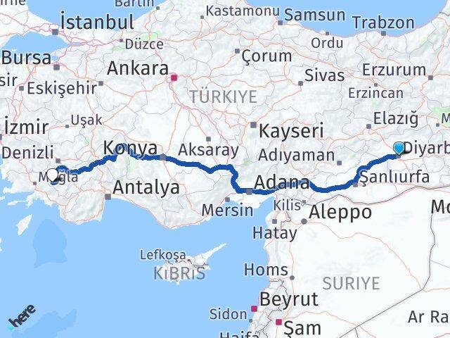Diyarbakır Beyağaç Denizli Arası Kaç Km - Yol Haritası