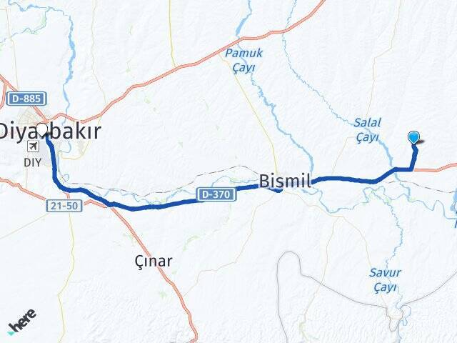 Güngeçti Diyarbakır Havalimanı Arası Kaç Km - Yol Tarifi