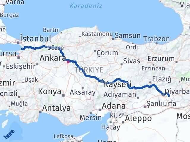 Diyarbakır Bismil Yalova Arası Kaç Km - Yol Haritası