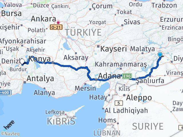 Diyarbakır Çermik Isparta Arası Kaç Km - Yol Haritası