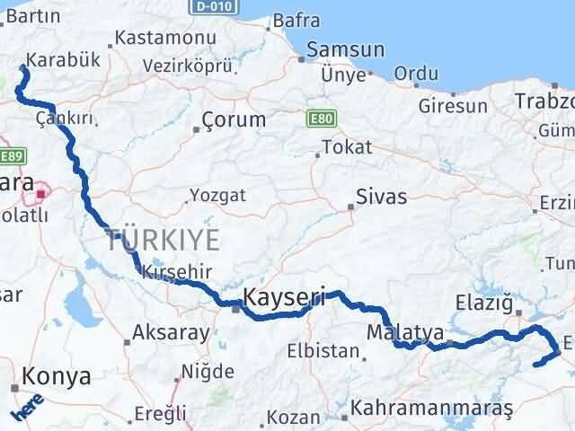 Diyarbakır Çermik Karabük Arası Kaç Km - Yol Haritası