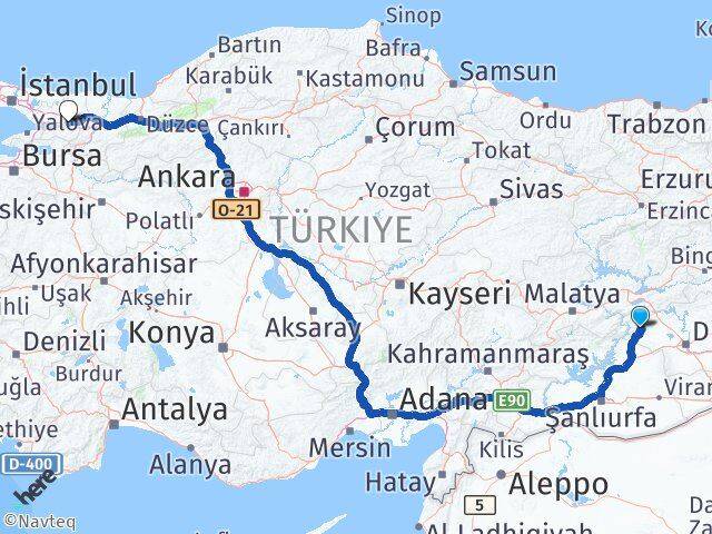 Diyarbakır Çermik Kocaeli Arası Kaç Km - Yol Haritası