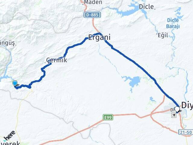 Şeyhandede Diyarbakır Havalimanı Arası Kaç Km - Yol Tarifi