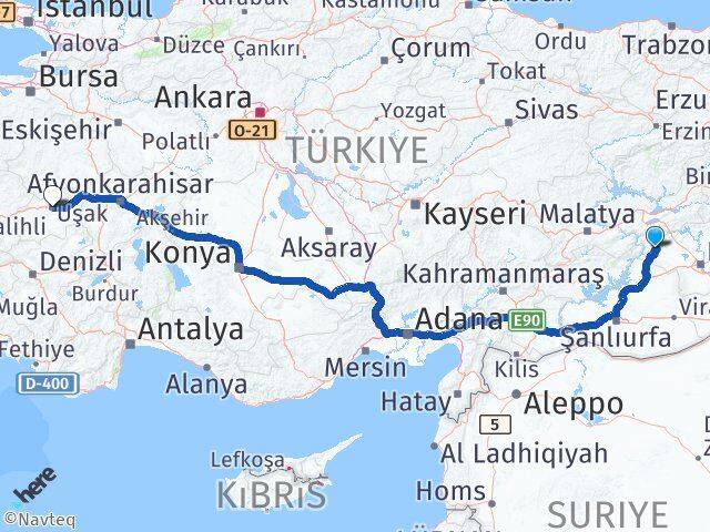Diyarbakır Çermik Uşak Arası Kaç Km - Yol Haritası