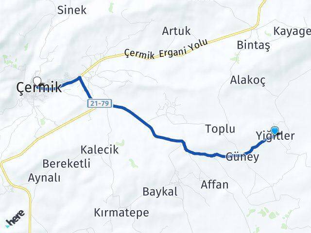 Yiğitler Çermik Arası Kaç Km - Yol Tarifi