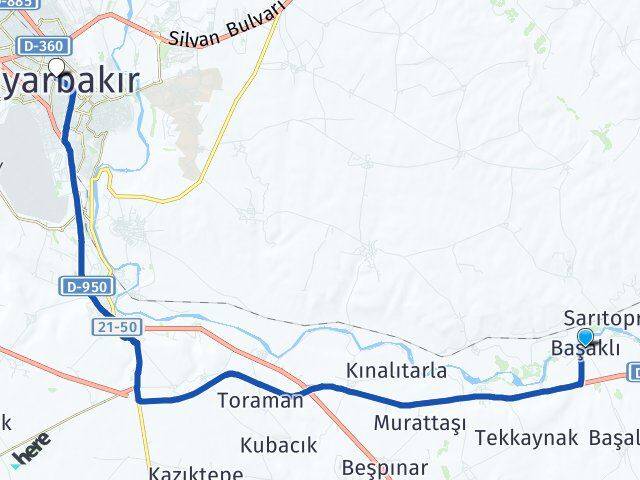 Başaklı Diyarbakır Arası Kaç Km - Yol Tarifi