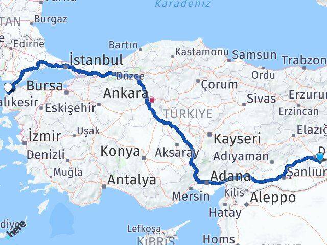 Diyarbakır Çınar Çanakkale Arası Kaç Km - Yol Haritası