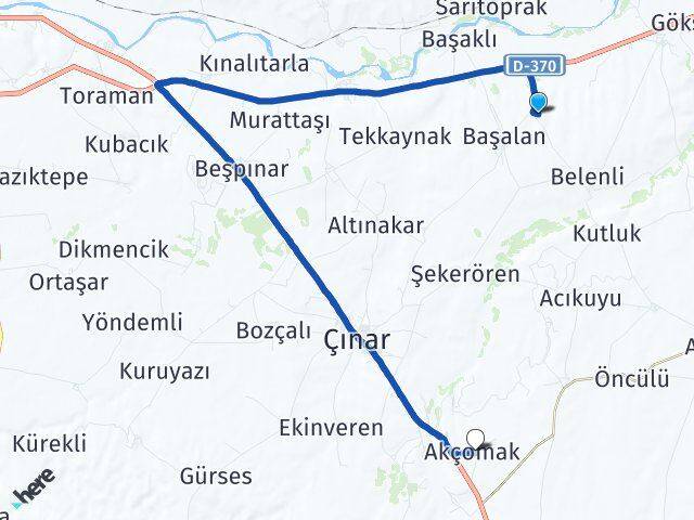 Karalar Çınar Arası Kaç Km - Yol Tarifi